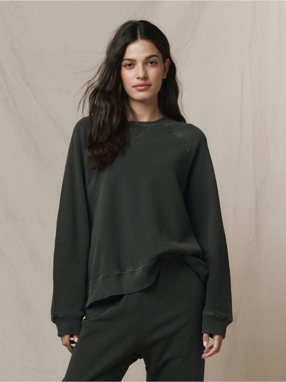 The Great Size S (1) The Slouch Sweatshirt 100% Cotton Pullover in Washed Black